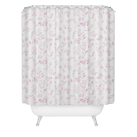LouBruzzoni Pink romantic wildflowers Shower Curtain