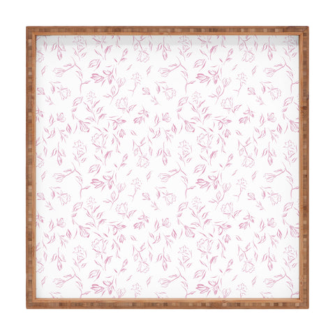 LouBruzzoni Pink romantic wildflowers Square Tray