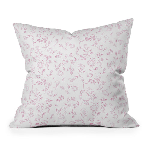 LouBruzzoni Pink romantic wildflowers Throw Pillow