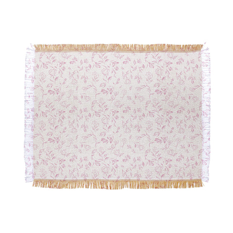 LouBruzzoni Pink romantic wildflowers Throw Blanket