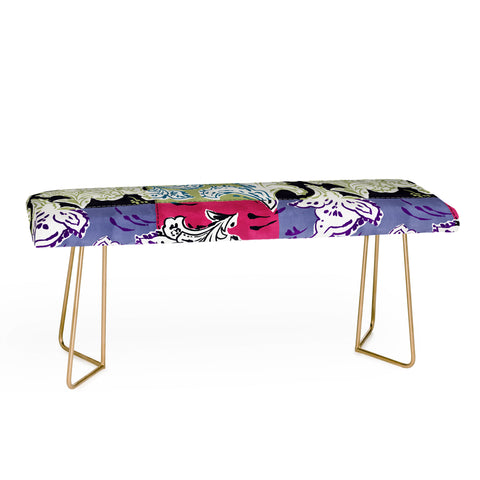 LouBruzzoni Purple Boho Paisley Bench