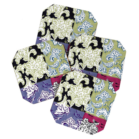 LouBruzzoni Purple Boho Paisley Coaster Set