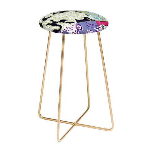 LouBruzzoni Purple Boho Paisley Counter Stool
