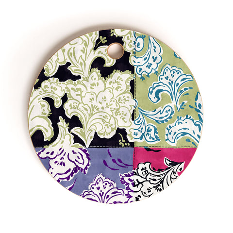 LouBruzzoni Purple Boho Paisley Cutting Board Round