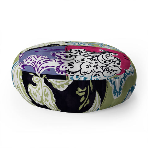 LouBruzzoni Purple Boho Paisley Floor Pillow Round