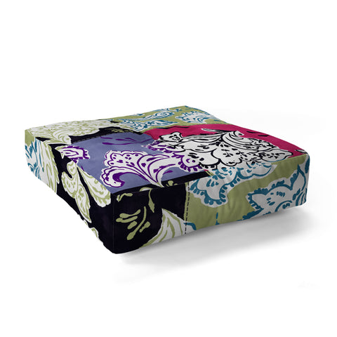 LouBruzzoni Purple Boho Paisley Floor Pillow Square
