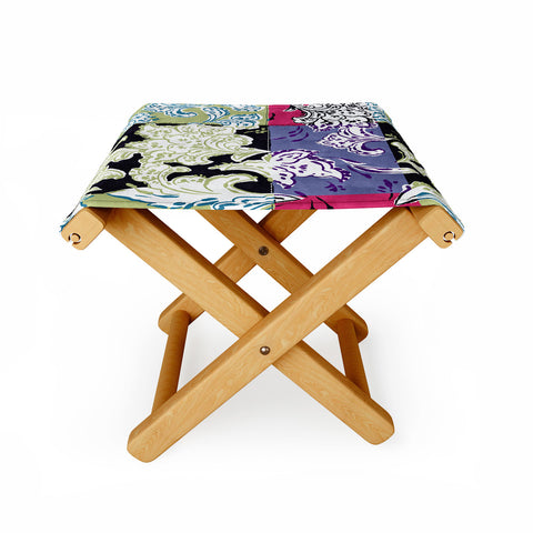 LouBruzzoni Purple Boho Paisley Folding Stool