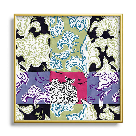 LouBruzzoni Purple Boho Paisley Square Metal Framed Art Print