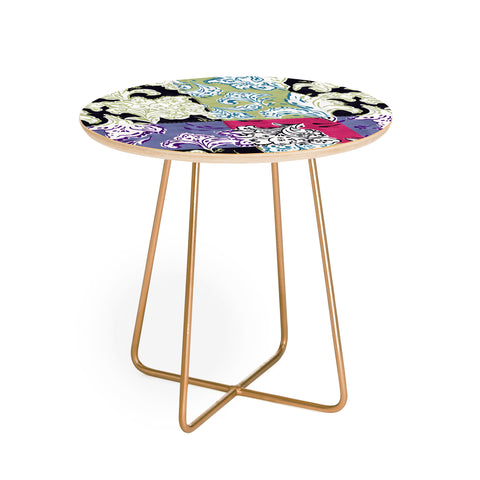 LouBruzzoni Purple Boho Paisley Round Side Table