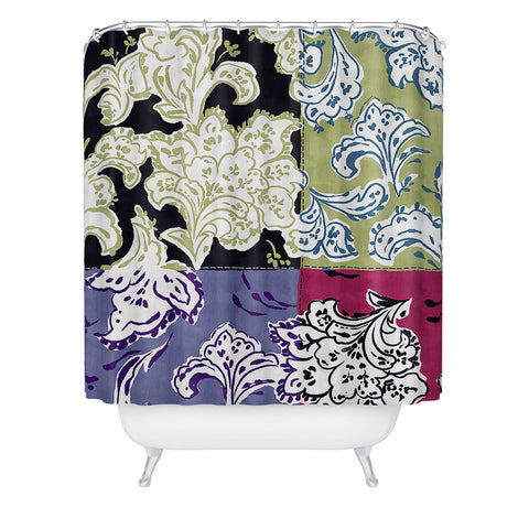 LouBruzzoni Purple Boho Paisley Shower Curtain