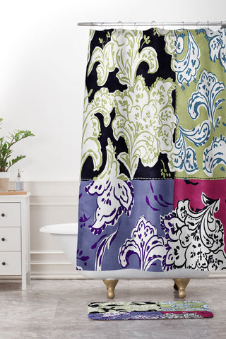 LouBruzzoni Purple Boho Paisley Shower Curtain And Mat