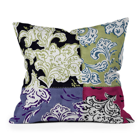 LouBruzzoni Purple Boho Paisley Outdoor Throw Pillow