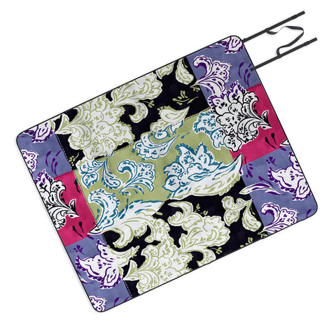 LouBruzzoni Purple Boho Paisley Picnic Blanket