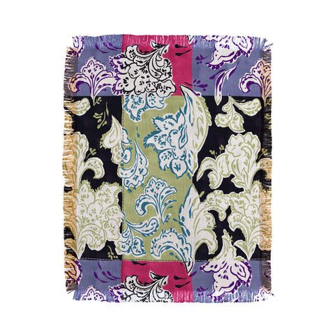 LouBruzzoni Purple Boho Paisley Throw Blanket