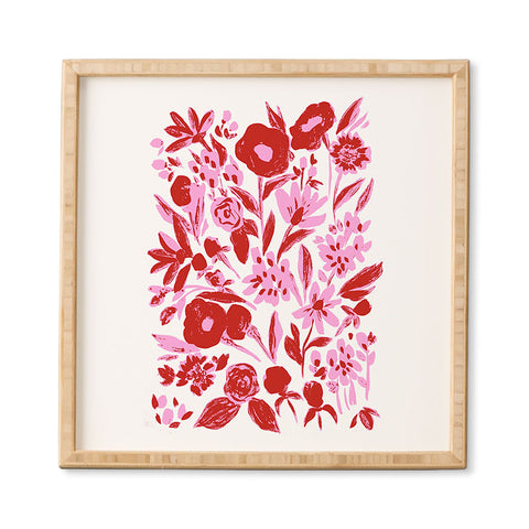 LouBruzzoni Red and pink artsy flowers Framed Wall Art