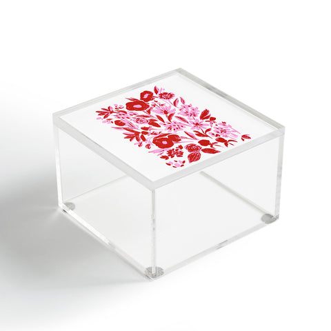LouBruzzoni Red and pink artsy flowers Acrylic Box