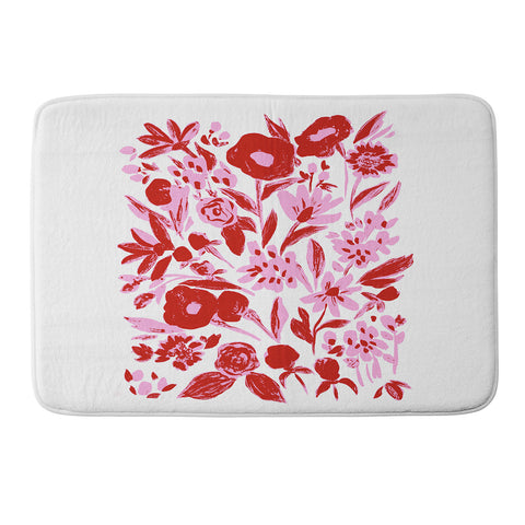 LouBruzzoni Red and pink artsy flowers Memory Foam Bath Mat
