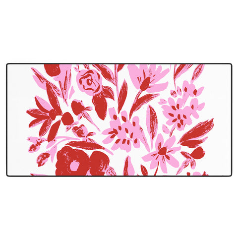 LouBruzzoni Red and pink artsy flowers Desk Mat