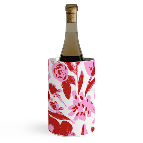 LouBruzzoni Red and pink artsy flowers Wine Chiller