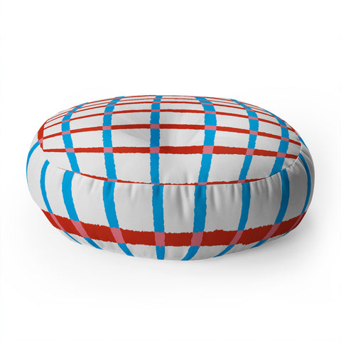 LouBruzzoni Retro checks Floor Pillow Round
