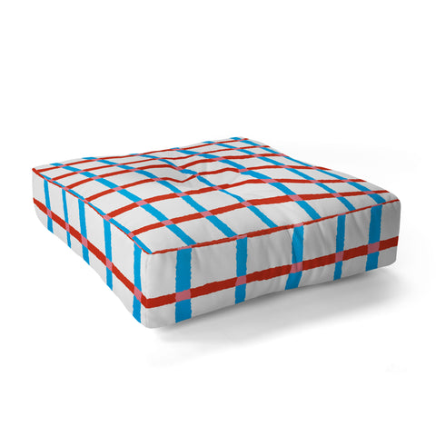 LouBruzzoni Retro checks Floor Pillow Square
