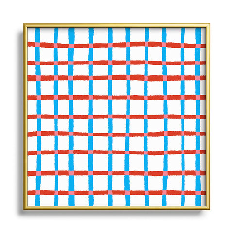 LouBruzzoni Retro checks Square Metal Framed Art Print