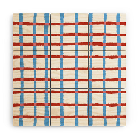 LouBruzzoni Retro checks Wood Wall Mural