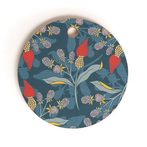 LouBruzzoni Retro floral shapes Cutting Board Round