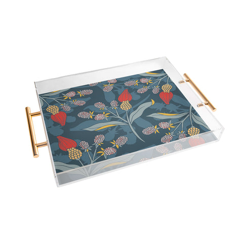 LouBruzzoni Retro floral shapes Acrylic Tray