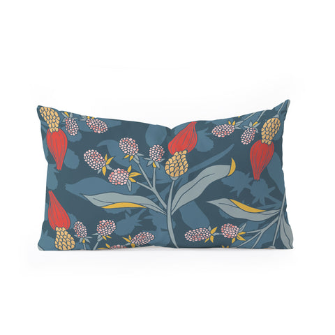 LouBruzzoni Retro floral shapes Oblong Throw Pillow
