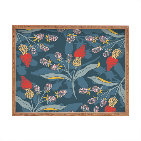 LouBruzzoni Retro floral shapes Rectangular Tray