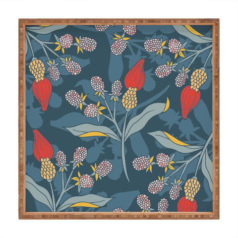 LouBruzzoni Retro floral shapes Square Tray