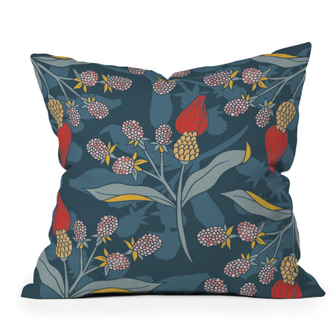 LouBruzzoni Retro floral shapes Throw Pillow
