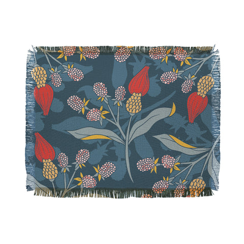LouBruzzoni Retro floral shapes Throw Blanket