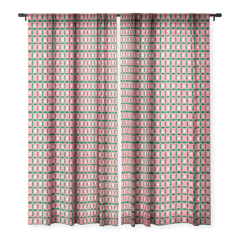 LouBruzzoni Retro geos and stars Sheer Window Curtain