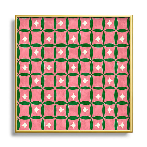 LouBruzzoni Retro geos and stars Square Metal Framed Art Print