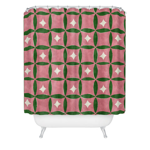 LouBruzzoni Retro geos and stars Shower Curtain