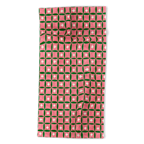 LouBruzzoni Retro geos and stars Beach Towel