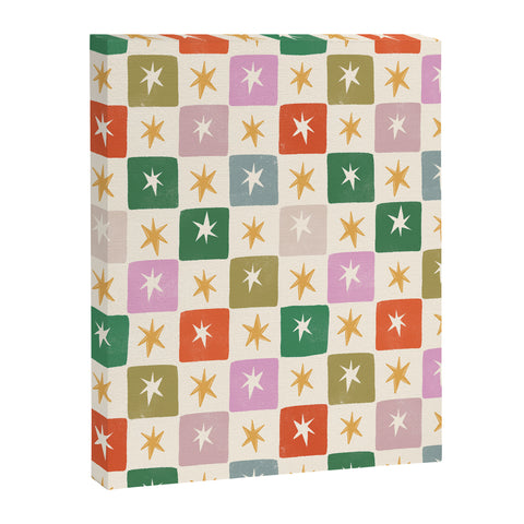 LouBruzzoni Retro Star Block Pattern Art Canvas