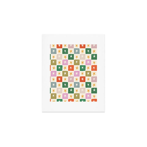 LouBruzzoni Retro Star Block Pattern Art Print