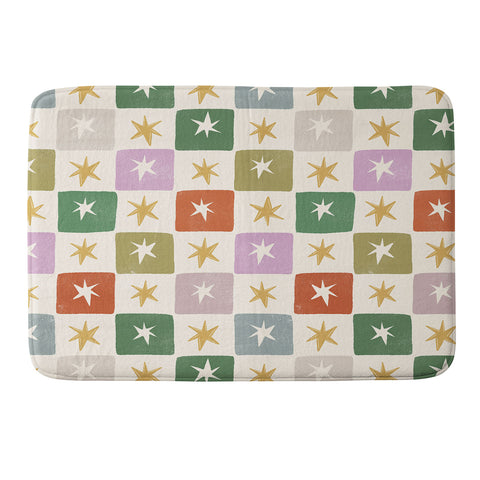 LouBruzzoni Retro Star Block Pattern Memory Foam Bath Mat
