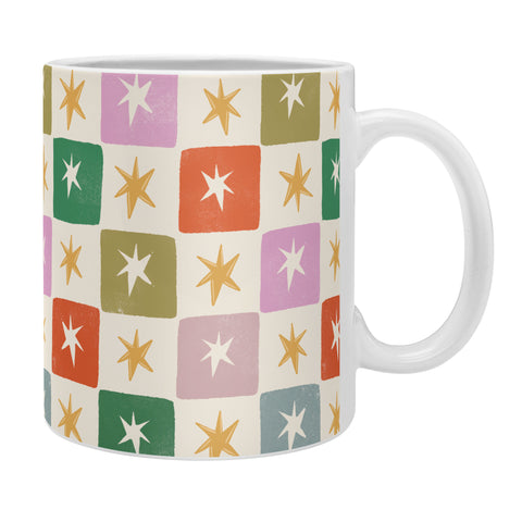 LouBruzzoni Retro Star Block Pattern Coffee Mug