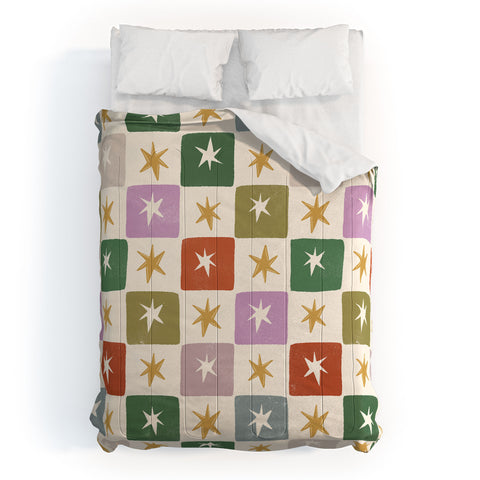 LouBruzzoni Retro Star Block Pattern Comforter