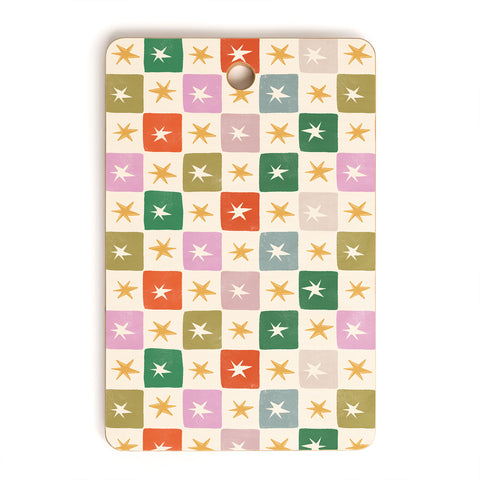 LouBruzzoni Retro Star Block Pattern Cutting Board Rectangle
