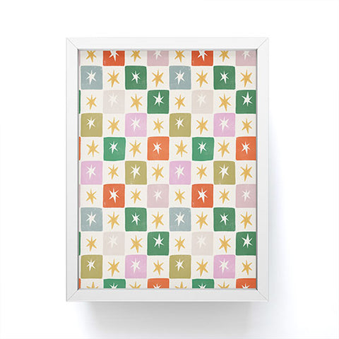 LouBruzzoni Retro Star Block Pattern Framed Mini Art Print