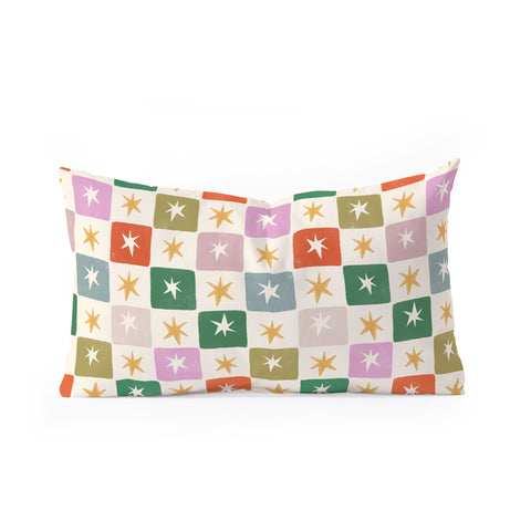 LouBruzzoni Retro Star Block Pattern Oblong Throw Pillow
