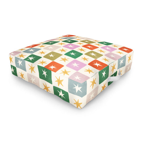 LouBruzzoni Retro Star Block Pattern Outdoor Floor Cushion