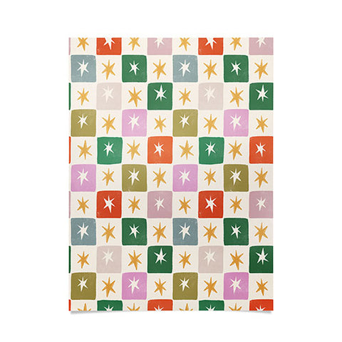 LouBruzzoni Retro Star Block Pattern Poster