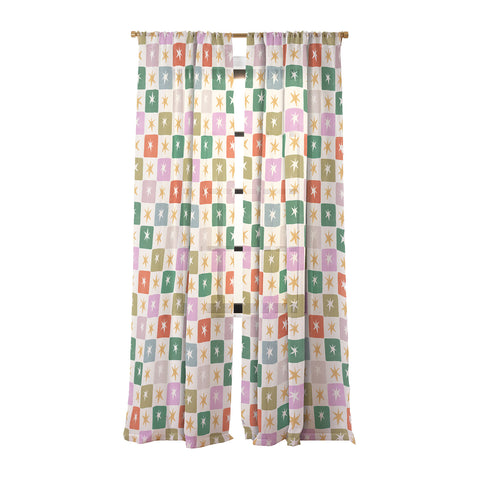 LouBruzzoni Retro Star Block Pattern Sheer Non Repeat