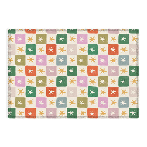 LouBruzzoni Retro Star Block Pattern Outdoor Rug